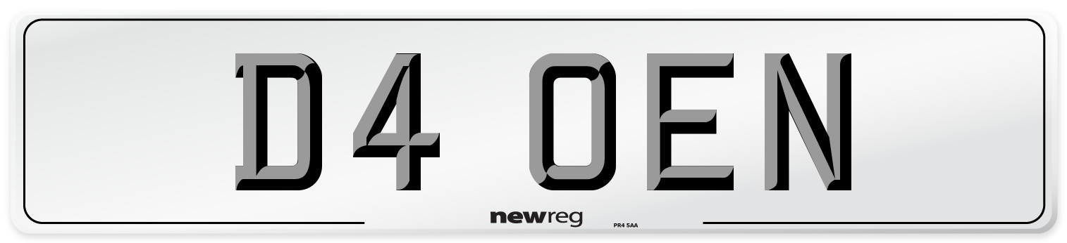 D4 OEN Number Plate from New Reg
